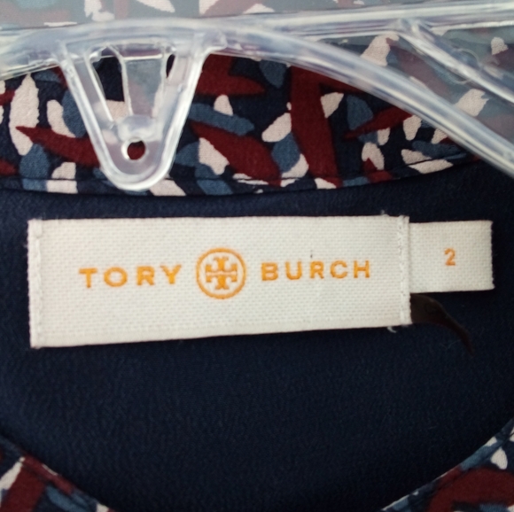 Tory Burch 100% Silk Confetti Print Dress Fall 2015 Collection Burgundy Blue 2 - Picture 4 of 10